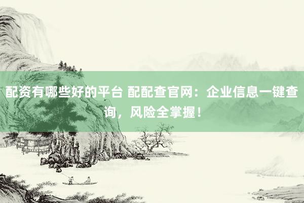 配资有哪些好的平台 配配查官网：企业信息一键查询，风险全掌握！