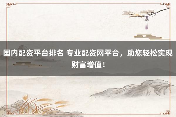 国内配资平台排名 专业配资网平台，助您轻松实现财富增值！