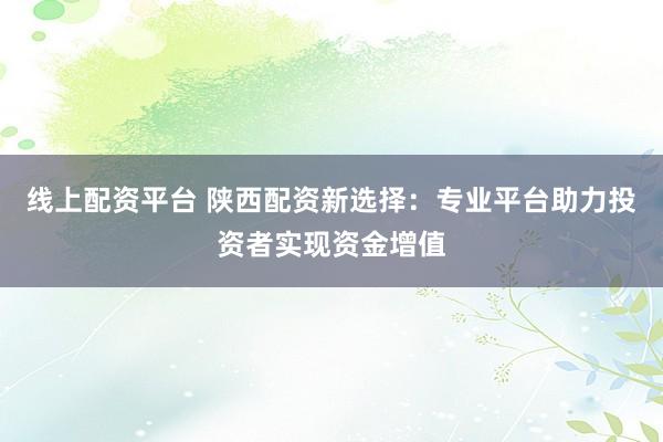 线上配资平台 陕西配资新选择：专业平台助力投资者实现资金增值