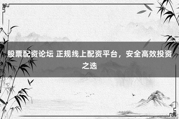 股票配资论坛 正规线上配资平台，安全高效投资之选