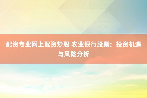 配资专业网上配资炒股 农业银行股票：投资机遇与风险分析