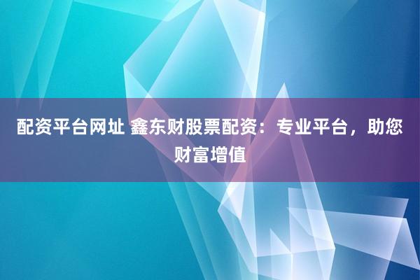配资平台网址 鑫东财股票配资：专业平台，助您财富增值
