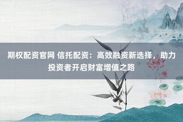 期权配资官网 信托配资：高效融资新选择，助力投资者开启财富增值之路