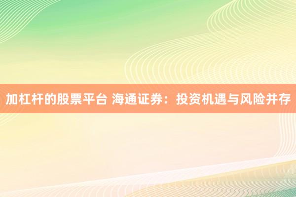 加杠杆的股票平台 海通证券：投资机遇与风险并存