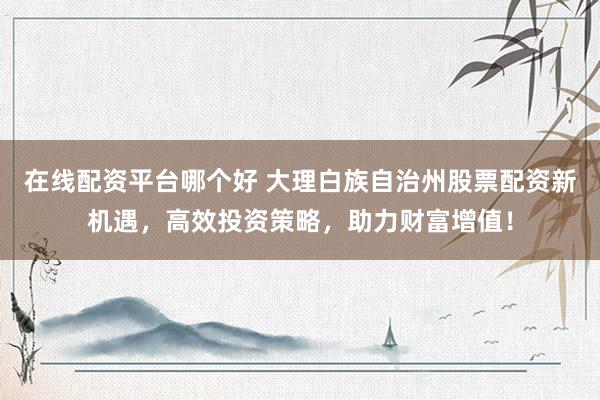 在线配资平台哪个好 大理白族自治州股票配资新机遇，高效投资策略，助力财富增值！