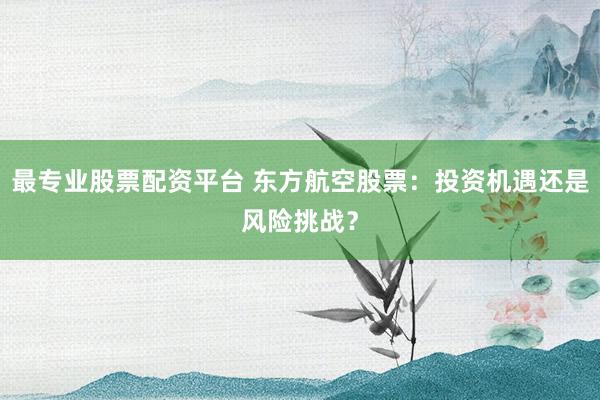 最专业股票配资平台 东方航空股票:投资机遇还是风险挑战?