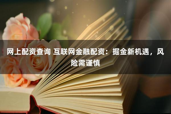 网上配资查询 互联网金融配资:掘金新机遇,风险需谨慎