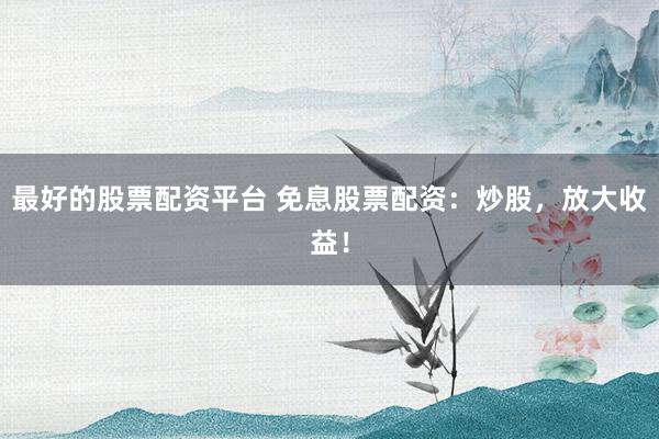 最好的股票配资平台 免息股票配资：炒股，放大收益！