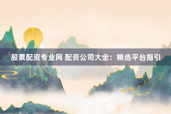股票配资专业网 配资公司大全：精选平台指引