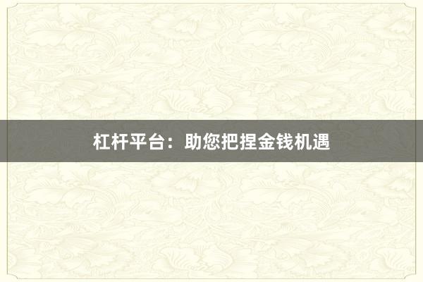杠杆平台：助您把捏金钱机遇