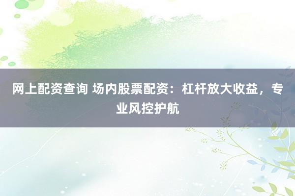 网上配资查询 场内股票配资：杠杆放大收益，专业风控护航