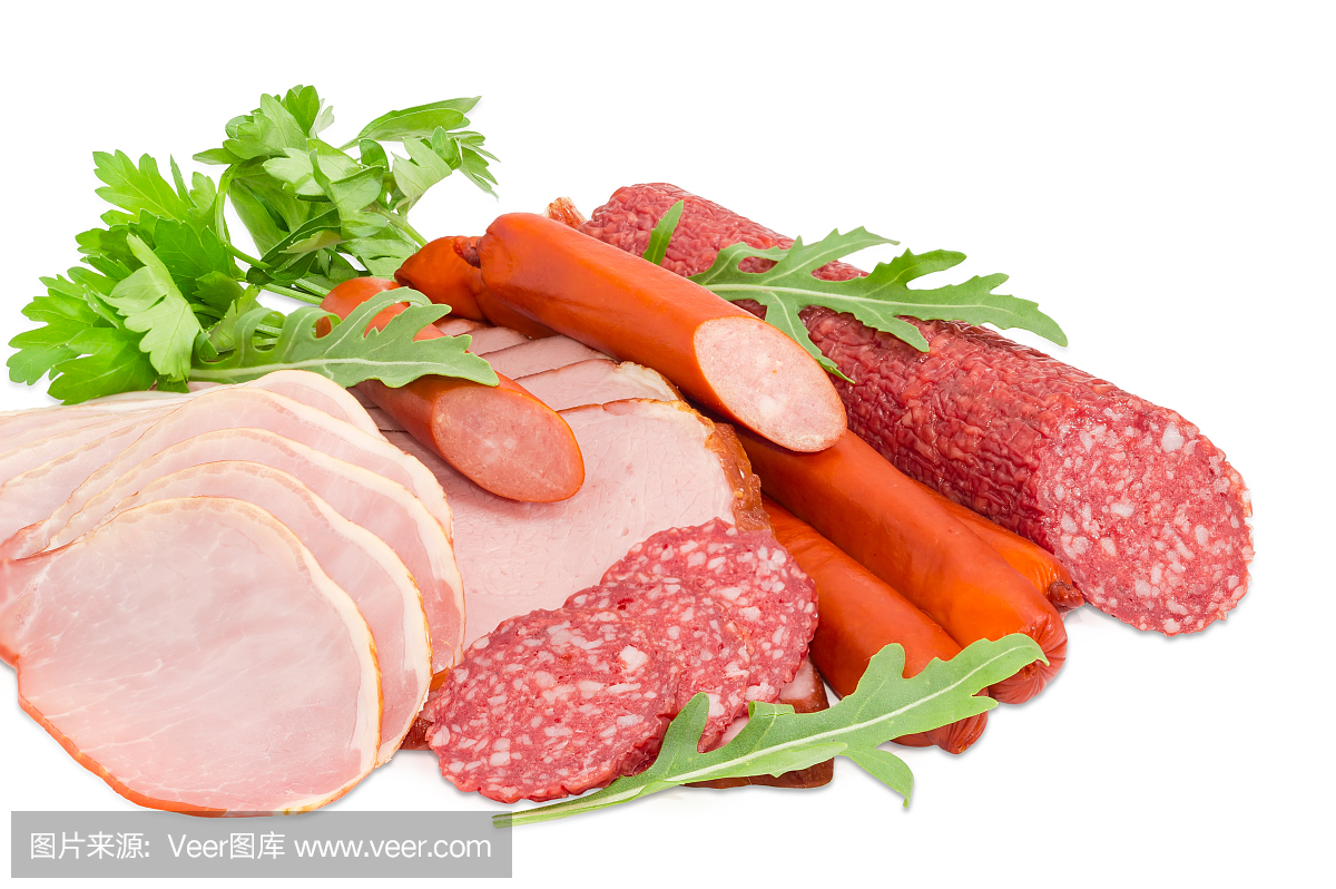 猪腰肉,火腿,意大利腊肠和狩猎香肠配青菜